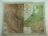 HARTA VECHE - ELVETIA - OLANDA - BELGIA - LUXEMBURG - DIN ATLAS GEOGRAFIC 1924