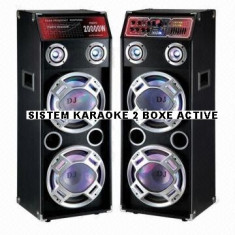 SISTEM KARAOKE 2 BOXE ACTIVE,4 BASSI,MIXER INCLUS,MP3 PLAYER STICK/CARD,500 WATT P.M.P.O+2 MIC.WIRELESS! foto