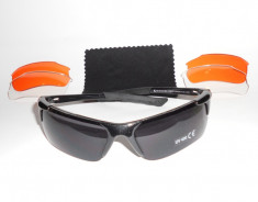 Ochelari de soare sport/bicicleta/ciclism, toc protectie, lentile schimb - NEGRU foto