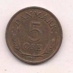 No(1) moneda-DANEMARCA - 5 Ore 1967