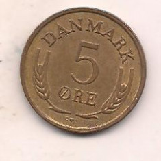 No(1) moneda-DANEMARCA -5 Ore 1971