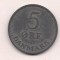 No(1) moneda-DANEMARCA - 5 Ore 1957