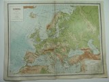 HARTA VECHE - EUROPA HARTA FIZICA - ATLAS GEOGRAFIC 1924