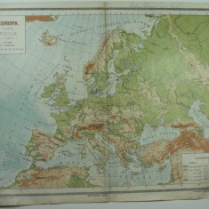 HARTA VECHE - EUROPA HARTA FIZICA - ATLAS GEOGRAFIC 1924