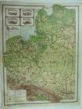 HARTA VECHE -POLONIA -LETONIA -LITUANIA -DANZIG -PRUSIA ORIENTALA - ATLAS 1924