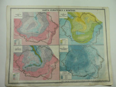 HARTA VECHE - HARTA CLIMATERICA A ROMANIEI MARI - DIN ATLAS GEOGRAFIC ANUL 1924 foto