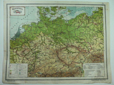 HARTA VECHE -GERMANIA - ATLAS GEOGRAFIC 1924 -INST.CARTOGRAFIC &amp;quot;UNIREA&amp;quot; BRASOV foto