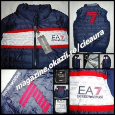 VESTA BLEUMARIN BARBATEASCA FIRMA BRAND EMPORIO ARMANI MATLASATA FAS IMPERMEABIL BUZUNARE FERMOARE COLECTIE NOUA VESTE BLUE NAVY BARBATI NEW EDITION foto