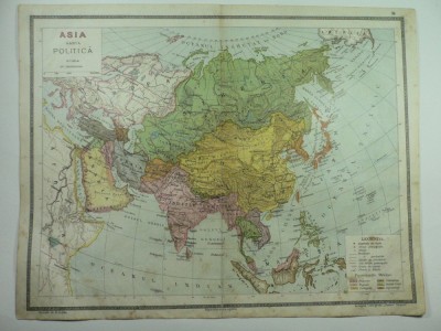 HARTA VECHE - ASIA - ATLAS GEOGRAFIC 1924 - INSTIT. CARTOGRAFIC UNIREA BRASOV foto