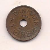 No(1) moneda-DANEMARCA - 1 Ore 1938 foto