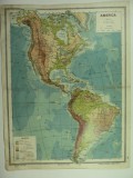 HARTA VECHE - AMERICA HARTA FIZICA - ATLAS GEOGRAFIC 1924