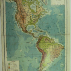 HARTA VECHE - AMERICA HARTA FIZICA - ATLAS GEOGRAFIC 1924