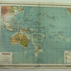 HARTA VECHE -OCEANIA HARTA FIZICA -ATLAS GEOGRAFIC 1924 - I. CART UNIREA BRASOV