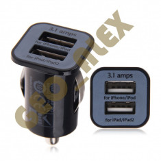 Incarcator Auto Dual USB Mini Smartphone compatibil Iphone, Samsung, HTC, LG, Sony, Nokia foto