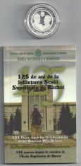 ROMANIA 10 LEI 2014 , 125 ANI - inf Scolii Superioare Razboi , PROOF Certif BNR foto