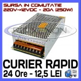 SURSA ALIMENTARE - ALIMENTATOR IN COMUTATIE 220V-12V - 20A AMPERI A 250W, ZDM