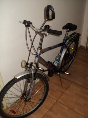 bicicleta,oras,26 Xfact,dinHervis,6vitezeShimano,frane in V,functionala,dinam,far,stop,gratarportbagaj,cric,suport cu pompa,sonerie,oglinda,1 pneu nou foto