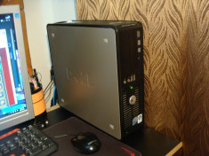 Unitate pc mini gamer Dell Optiplex 755 Core2duo e8400 3ghz x 2 cash 6mb /memorie ram 4gb ddr2 video Asus R7 240OC 2Gb ddr3 /dvdwriter/hdd 250gb foto