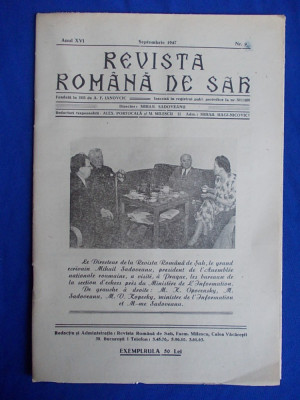 REVISTA ROMANA DE SAH * DIRECTOR MIHAIL SADOVEANU - ANUL XVI,NR.9 - SEPTEMBRIE 1947 ( APARAREA ALEHIN II.VARIANTA MODERNA ) !!! foto