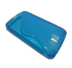 TRANSPORT GRATUIT! - SET - Husa Alcatel OT-991 - S Line - silicon bleu+ Folie protectie si laveta microfibre foto