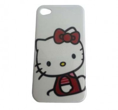 TRANSPORT GRATUIT! - SET - Husa Iphone 4 din Plastic Model Hello Kitty Culoare Alba+ Folie protectie si laveta microfibre foto