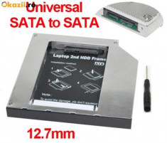 Hard disk HDD caddy adaptor de la unitate optica la hardisk SATA cu conectare SATA grosime 12.7 mm 2nd caddy CD-ROM DVD-RW adaptor SSD 3052plu foto