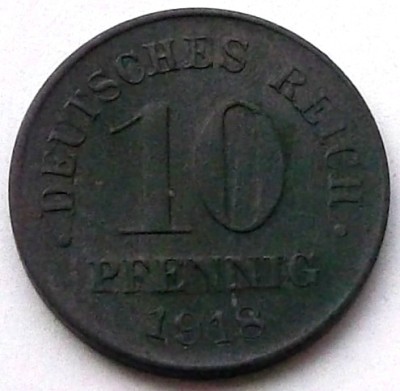 S1. GERMANIA 10 PFENNIG 1918, Zinc Nr. 2 AUNC ** foto