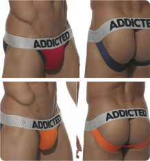 Suspensor / Jockstrap (fara fese) ADDICTED calitate superioara, culori disponibile rosu si portocaliu, marimi M sau L foto