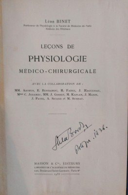 LECONS DE PHYSIOLOGIE MEDICO-CHIRURGICALE - Leon Binet foto