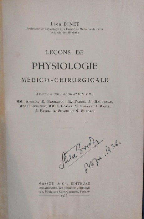 LECONS DE PHYSIOLOGIE MEDICO-CHIRURGICALE - Leon Binet