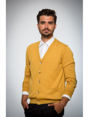 Cardigan barbati, mustar, cu cotiere, marimea S, M, L, XL, XXL, Zega foto