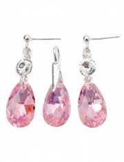 Set Argint 925 cu Swarovski Elements, Lt. Rose AB, 16 mm, marimea uni, Zega foto