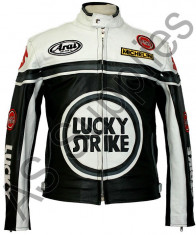 =Geaca Piele 1,3mm Moto Full Protectii &amp;quot;Lucky Strike WHT77&amp;quot;-All Season-385e-Mas.XS-SIGILATE-Germania-Ultima Bucata= foto