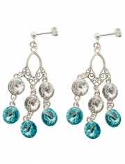 Cercei Argint 925 cu Swarovski Elements, Candelabru, Crystal Clear - Lt. Turquoise, marimea uni, Zega foto