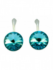 Cercei Argint 925 cu Swarovski Elements, Lt. Turquoise, 12 mm, marimea uni, Zega foto