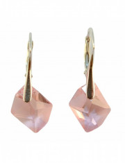 Cercei Argint 925 cu Swarovski Elements, Lt. Rose, 14 mm, marimea uni, Zega foto