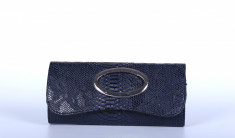 Poseta Clutch Navy Inlocuitor Piele Crocodil foto