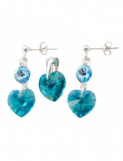 Set Argint 925 cu Swarovski Elements, Blue Zircon AB, 10 mm, marimea uni, Zega foto