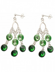 Cercei Argint 925 cu Swarovski Elements, Candelabru Peridot - Moss Green, marimea uni, Zega foto