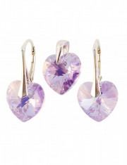 Set Argint 925 cu Swarovski Elements, Violet AB, 14 mm, marimea uni, Zega foto