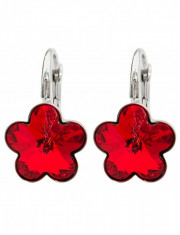 Cercei Argint 925 cu Swarovski Elements, Flower Fancy, Lt. Siam, 10 mmv, marimea uni, Zega foto