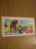FELICITARE &quot;SARBATORI FERICITE &quot; - Oua rosii si puisori - dim. :18x9cm
