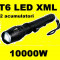 Lanterna LED CREE XML T6 10000W!!! cu ZOOM + 5 Faze + 2 Acumulatori 18650 UltraFire 4800mah!! Foarte puternica!!!