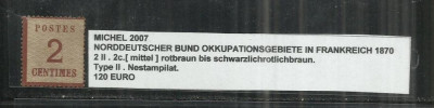 NORDDEUTSCHER BUND OKKUPATIONSGEBIETE IN FRANKREICH 1870 - 2 ll, 2c. foto