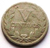 S1 COLUMBIA 5 CENTAVOS 1922, 4 g, Cu-Ni 21 mm RARA - prima cota 16,5 $ **, America Centrala si de Sud