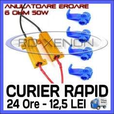 ANULATOR REZISTOR - ANULATOARE REZISTORI EROARE BEC ARS CANBUS - PENTRU LED LEDURI AUTO H1, H3, H7, H11, HB3, HB4, LUMINI DE ZI (DRL) - 50W 6 Ohm foto