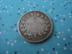 5 francs / franci 1834 W Louis Philippe, argint foto