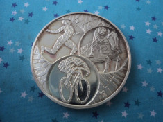 Medalie Belgia 1977 Belgisch Olympisch Comite, argint, pe muchie 999.9, 40mm foto