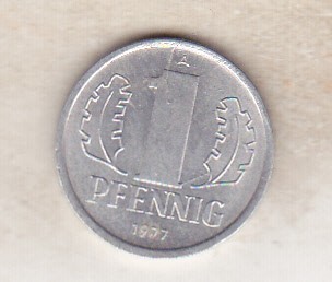 bnk mnd Germania , RDG , 1 pfennig 1977 foto