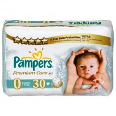Scutece Pampers Premium Care 0 New Born Carry Pack 30 buc foto